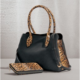 2-Piece Leopard Satchel, , large