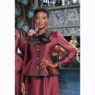 Adora Satin Button-down Jacket with Peplum and Bow-like Collar, , large