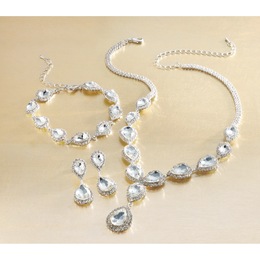 Crystal Pear-drop Jewelry Set, , large