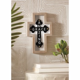 Lit Amazing Grace Wall Cross, , large