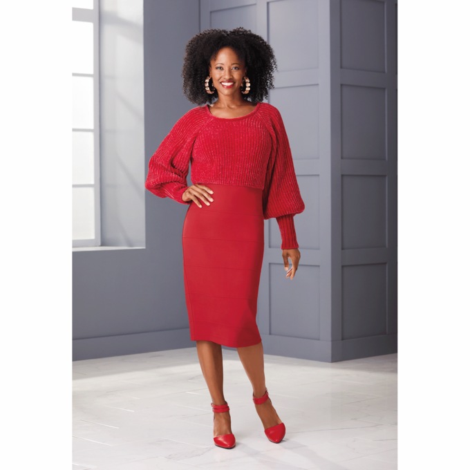 Camilla Sweater-Knit Combo Dress, , large
