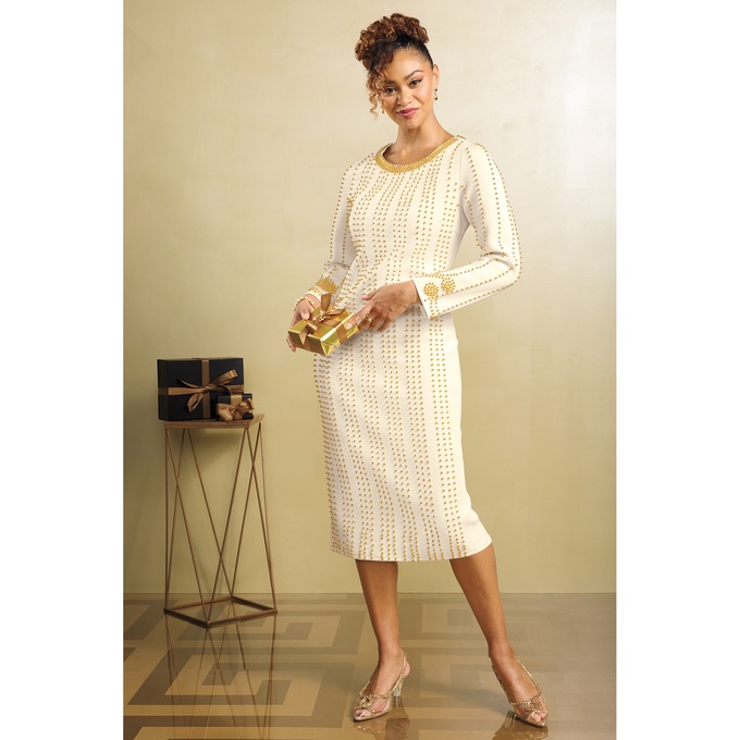 Presley Embellished Sheath Dress, , large