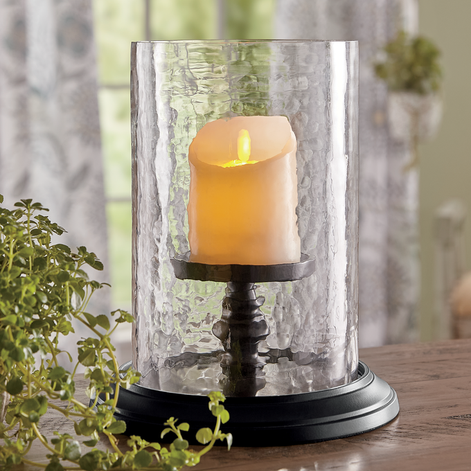 Textured Glass Hurricane, , large