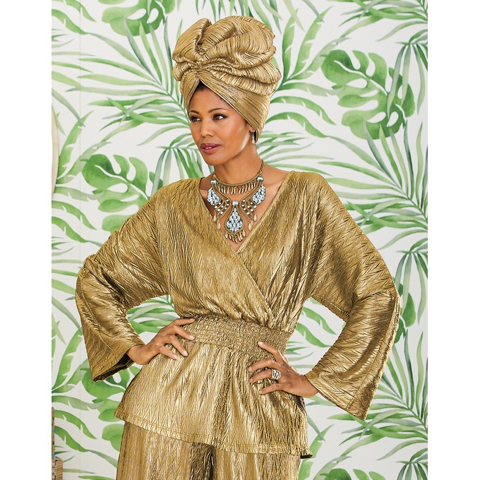 Chavah Foil Print Top, , large