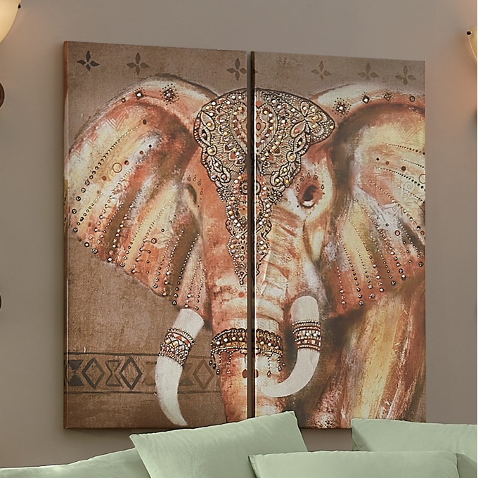 2-Piece Elephant Wall Art Set, , large