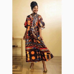 Kioni Skirt Set with Traditional Caftan-Style Top and Maxi for Women, , large