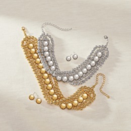 Bead Choker &amp; Earring Set, , large