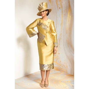 Ananda Asymmetric Jacket Dress with Rhinestone Buttons and Metallic Trim, , large