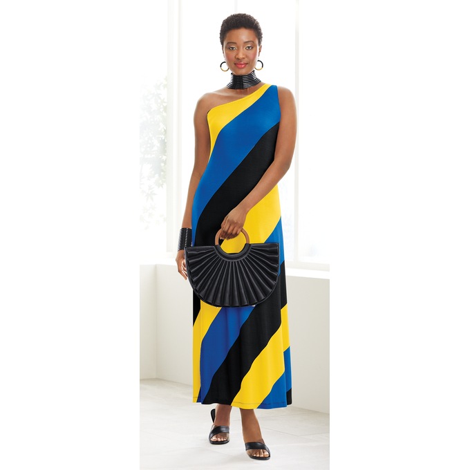 Stripey Maxi Dress, , large
