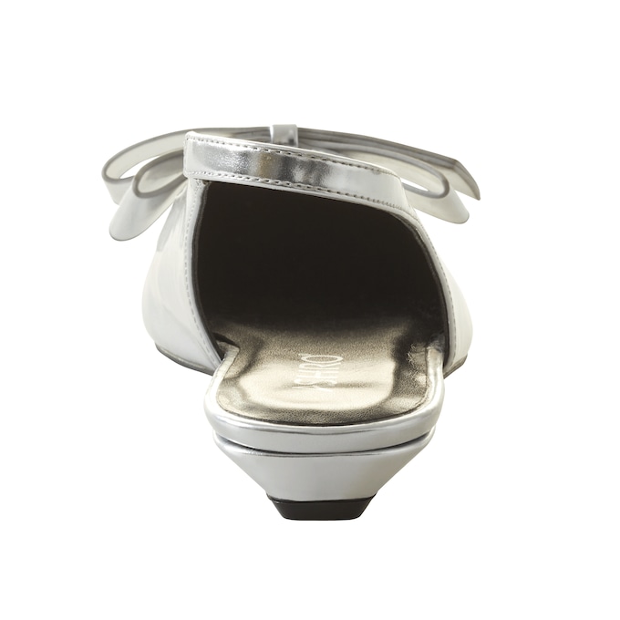 Metallic Bow Women's Faux-Leather Slingback with Low Sculpted Heel, , large