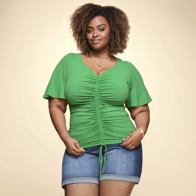 Brooklynn Cinched Short-Sleeve Top, , large
