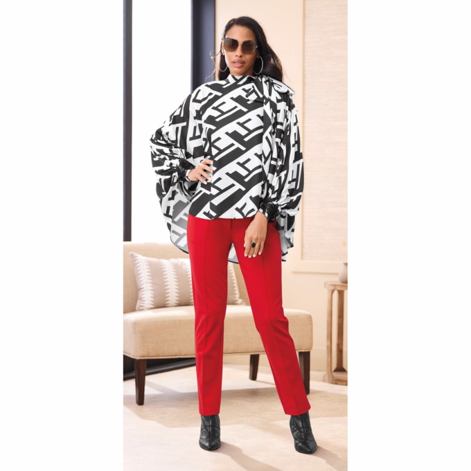 Edmonia Woven Tunic and Kamari Knit Slim Pant, , large