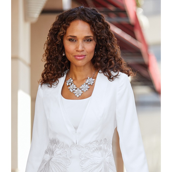 Faux Pearl Necklace/Earring Set, , large