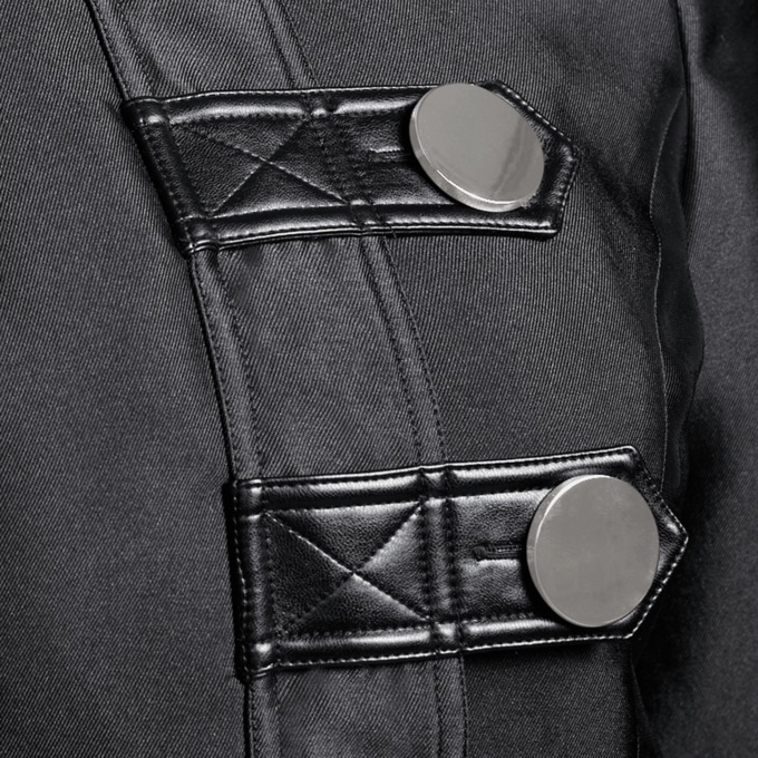 Athena Women's Sheath Dress with High Collar and Big Buttons, Black, large