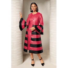 Shabrina 2-Piece Faux-Leather Jacket Dress with Bell Cuffs, , large