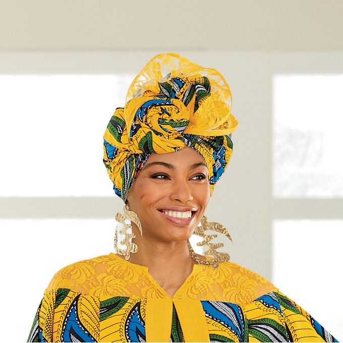 Karasi Headwrap, Yellow Multi, large