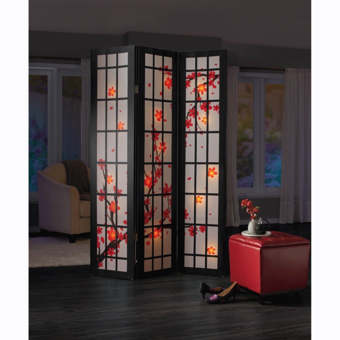 Lit Shoji Cherry Blossom Room Screen, , large