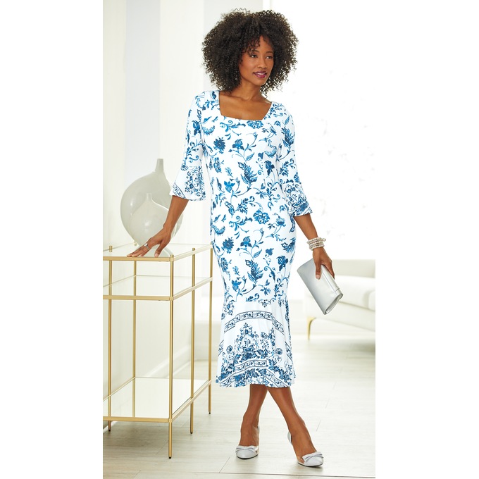 Bleu Print Dress ASHRO