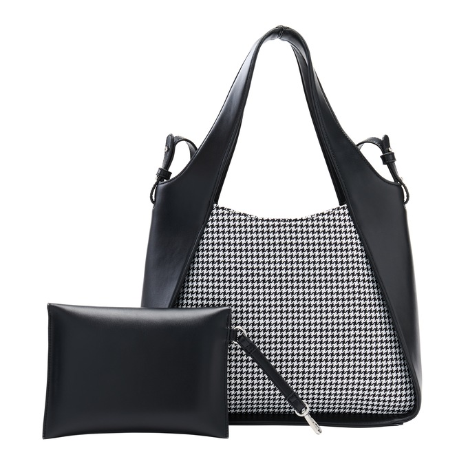 Women's Tweed & Faux Leather Menswear-Inspired Satchel, , large