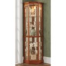 Tessa Lighted Display Corner Curio Cabinet with Glass Shelves and Mirrored Back, , large