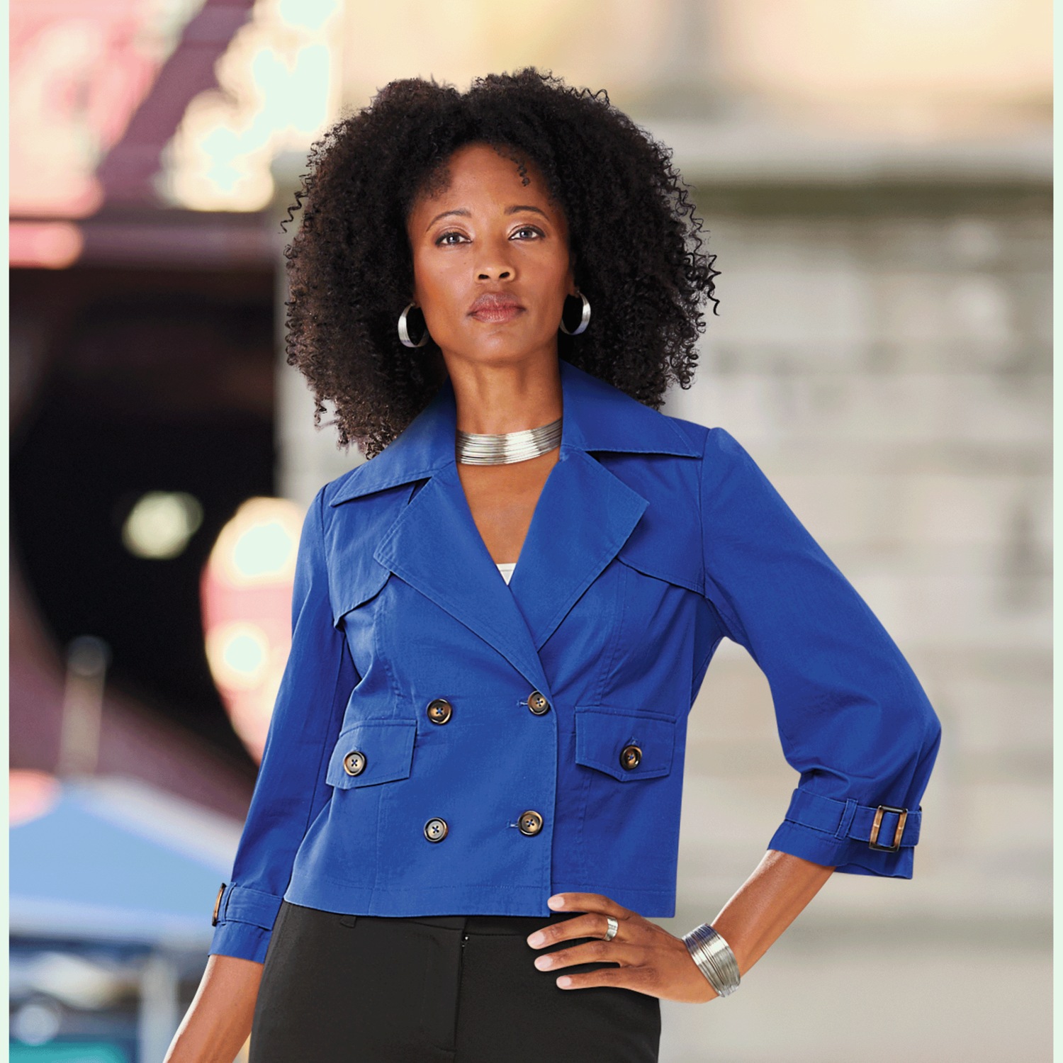 Royal blue cropped jacket online