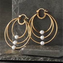 SIS Lady of Serenity Faux-Pearl Hoops, , large