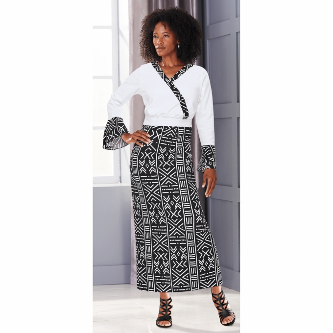 Izara Mudcloth Print Maxi Dress ASHRO