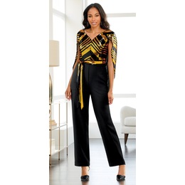 Sequin Cape Jumpsuit, , large