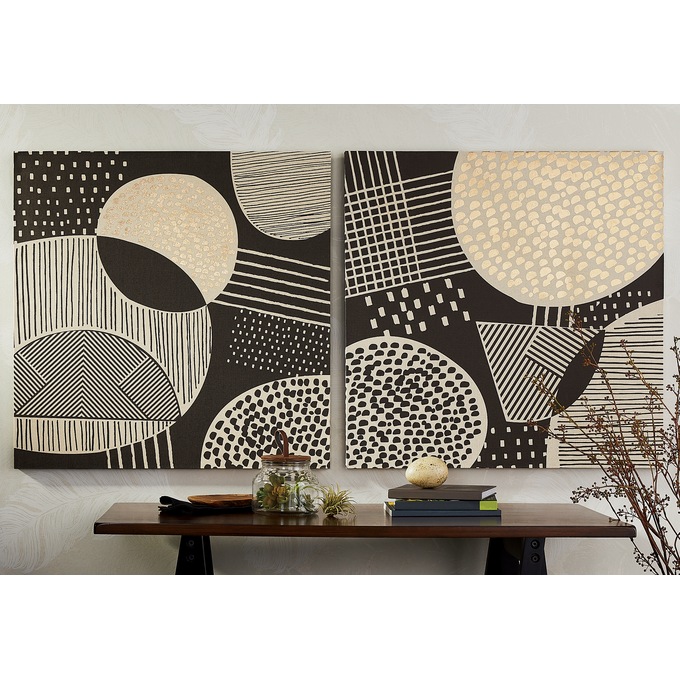 Set of 2 Geometric Canvases, , large