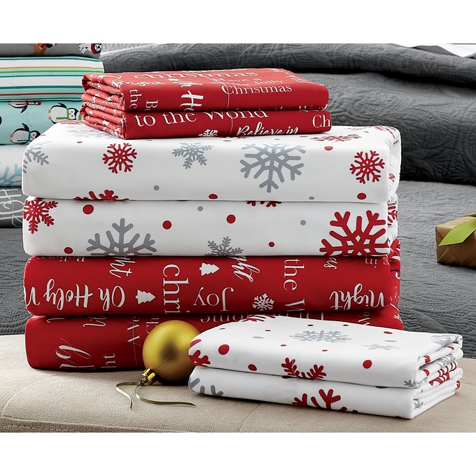 2-Pack Holiday Print Microfiber Flannel Sheets, , large