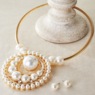 Faux-Pearl Round Necklace & Earring Set, , large