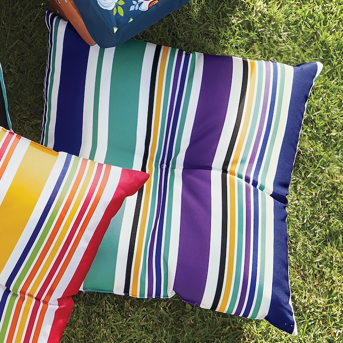 Wicker Chair Cushion, Grape Stripe, large