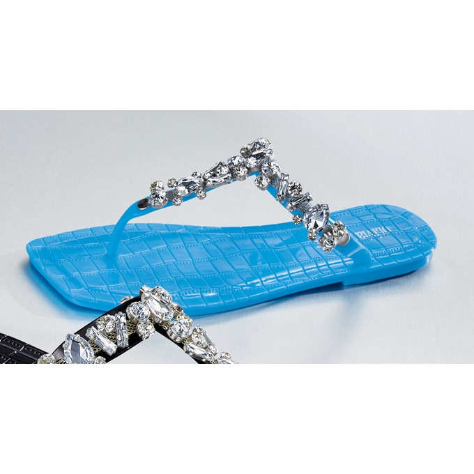 Olivia Miller Rhinestone T-Strap Slide, , large