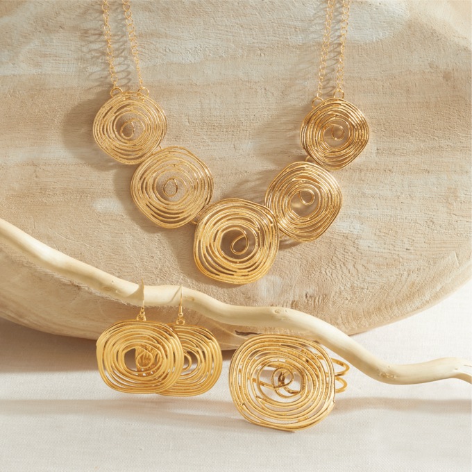 Coil Rose Choker, Bracelet & Earring Set, , large