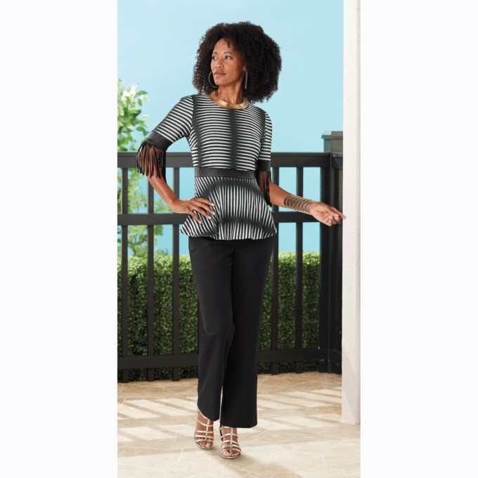 Fancy Fringe Knit Top, , large