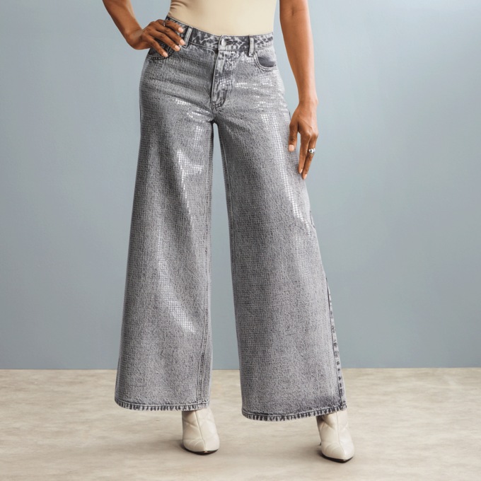 Latina Sequin Wide Leg Jean, , large
