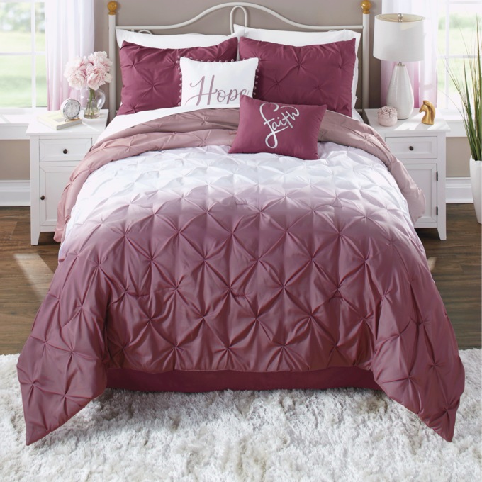 Faith Ombr&eacute; Pintuck Comforter Set, Accent Pillows and Window Treatments, , large