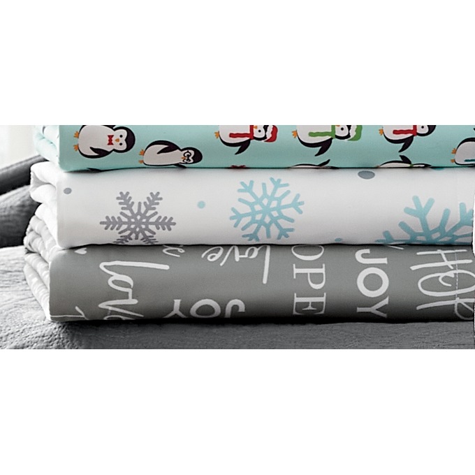 2-Pack Holiday Print Microfiber Flannel Sheets, , large
