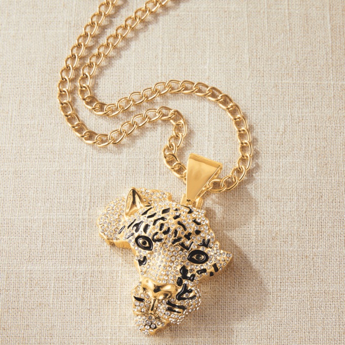Men's Leopard/Africa Crystal Pendant, , large