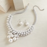 Faux-Pearl Cluster Necklace & Earring Set, Silvertone, large