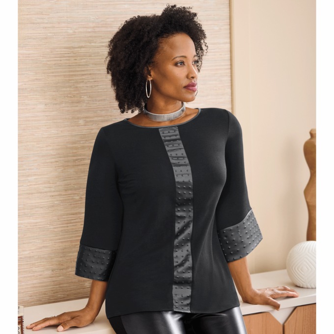 Mari Faux-Leather Top, , large
