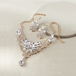 Crystal Marquise Bib Necklace &amp; Earring Set, , large