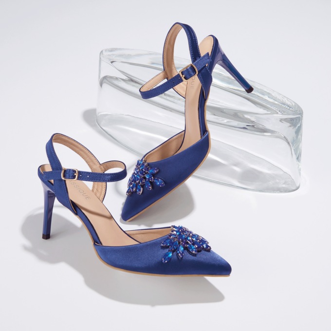 Classique Beaded Ankle-Strap Pump, , large