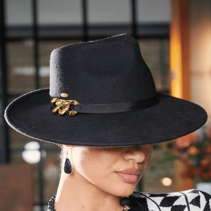 Odette Wool Hat with Chain, , large