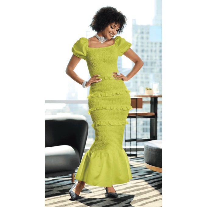 Ayesha Smocked Satin Maxi Dress, , large