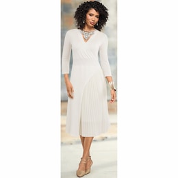 Effie A-Line Sweater Dress with Pleats, , large