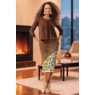 Fatiah Metallic Jacquard Midi Sweater-Knit Jacket Dress with Cardigan, Chocolate Multi, large