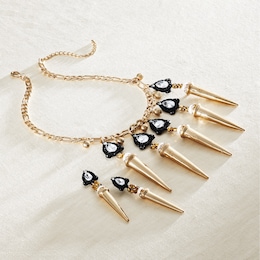 Cone/Crystal/Faux-Pearl Necklace &amp; Earring Set, , large