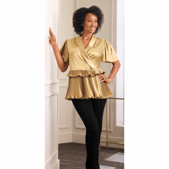 Layla Plisse Blouse, , large