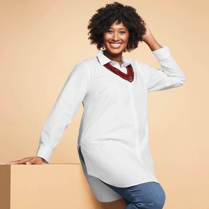 Julie Classic Button-Down Tunic, , large